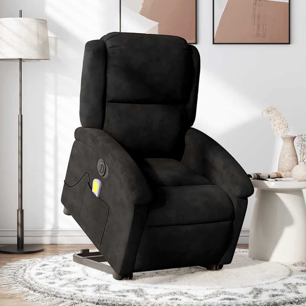 Fauteuil inclinable de massage électrique noir velours - XIOS