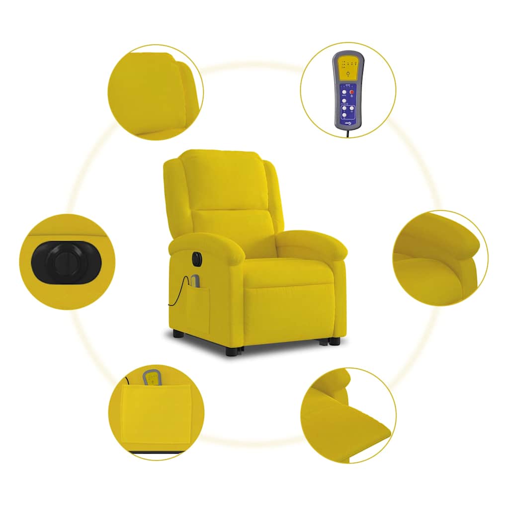 Fauteuil inclinable de massage électrique jaune velours - XIOS