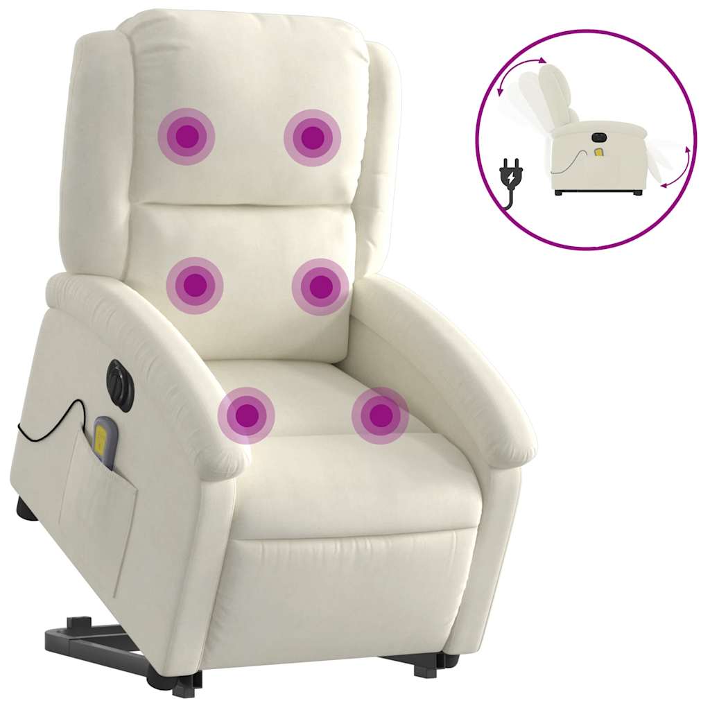 Fauteuil inclinable de massage électrique crème velours - XIOS