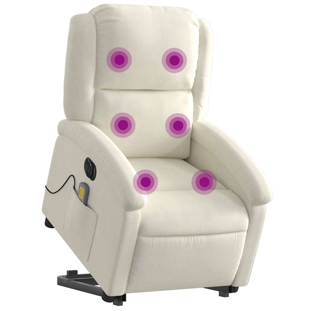 Fauteuil inclinable de massage électrique crème velours - XIOS