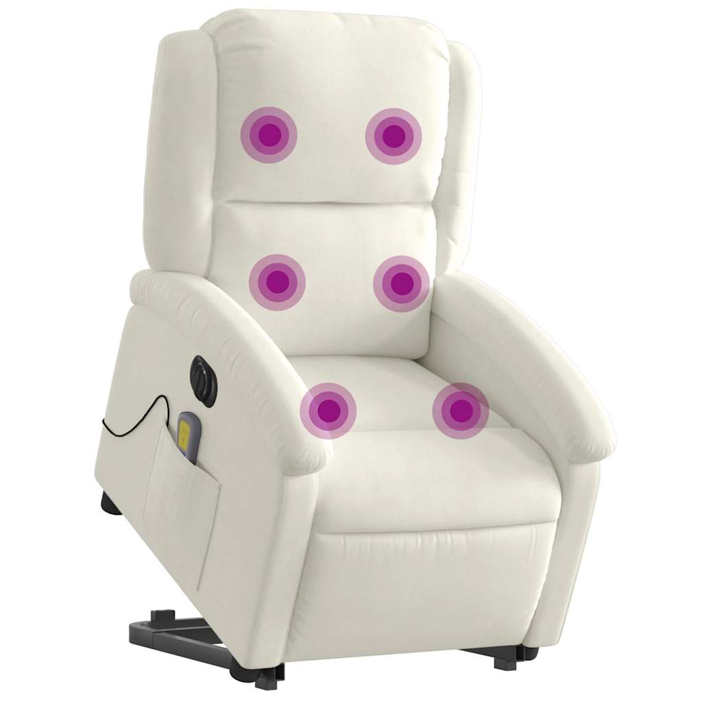 Fauteuil inclinable de massage électrique crème velours - XIOS