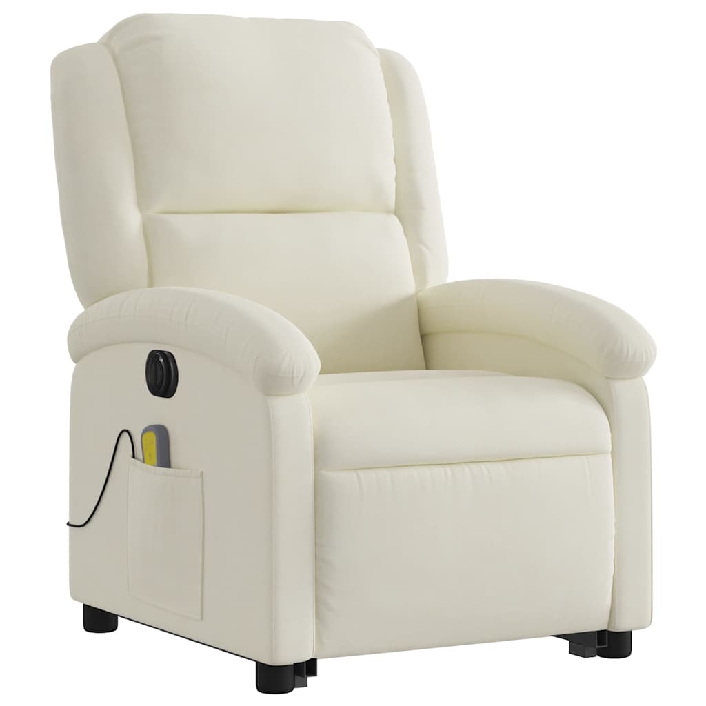 Fauteuil inclinable de massage électrique crème velours - XIOS