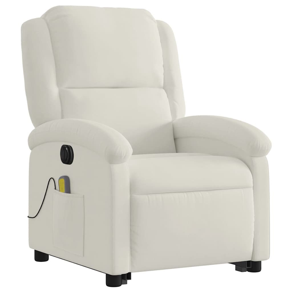 Fauteuil inclinable de massage électrique crème velours - XIOS