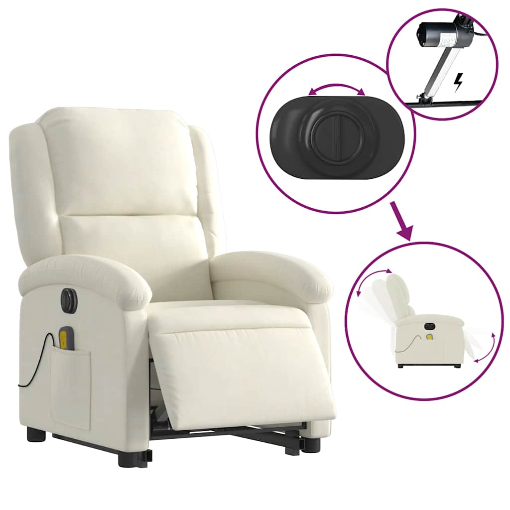 Fauteuil inclinable de massage électrique crème velours - XIOS