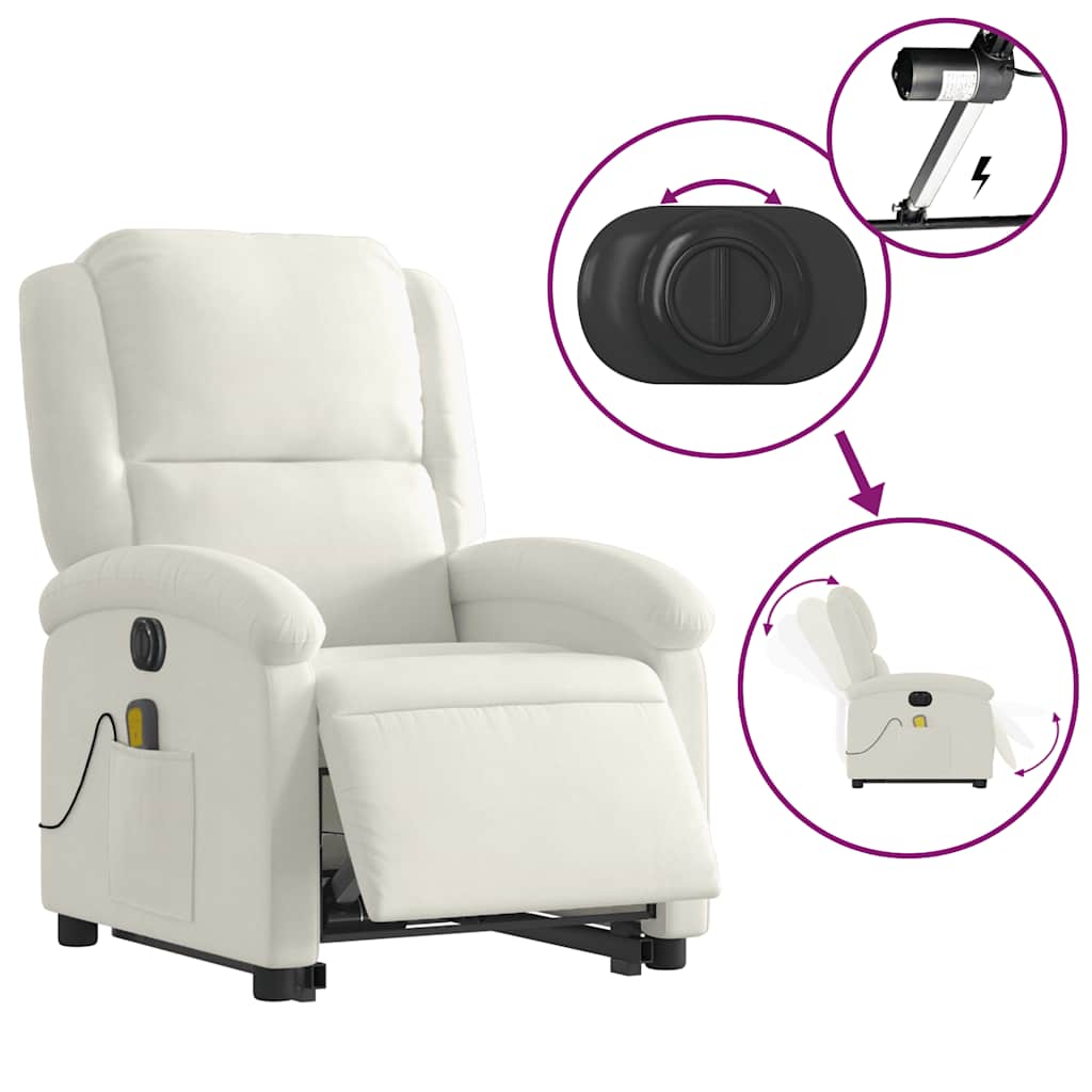 Fauteuil inclinable de massage électrique crème velours - XIOS
