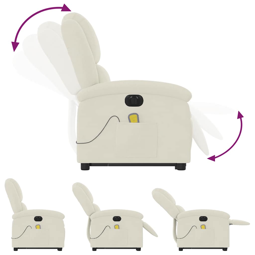 Fauteuil inclinable de massage électrique crème velours - XIOS