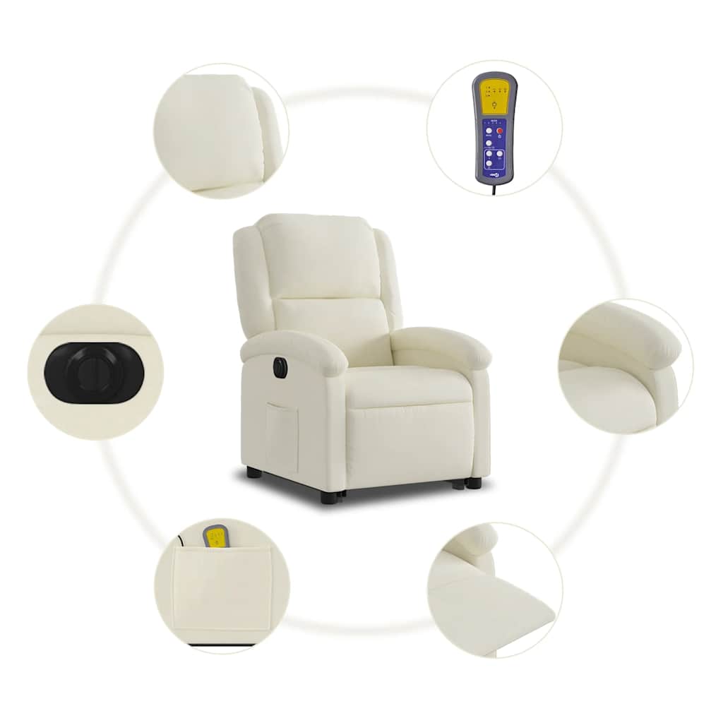 Fauteuil inclinable de massage électrique crème velours - XIOS