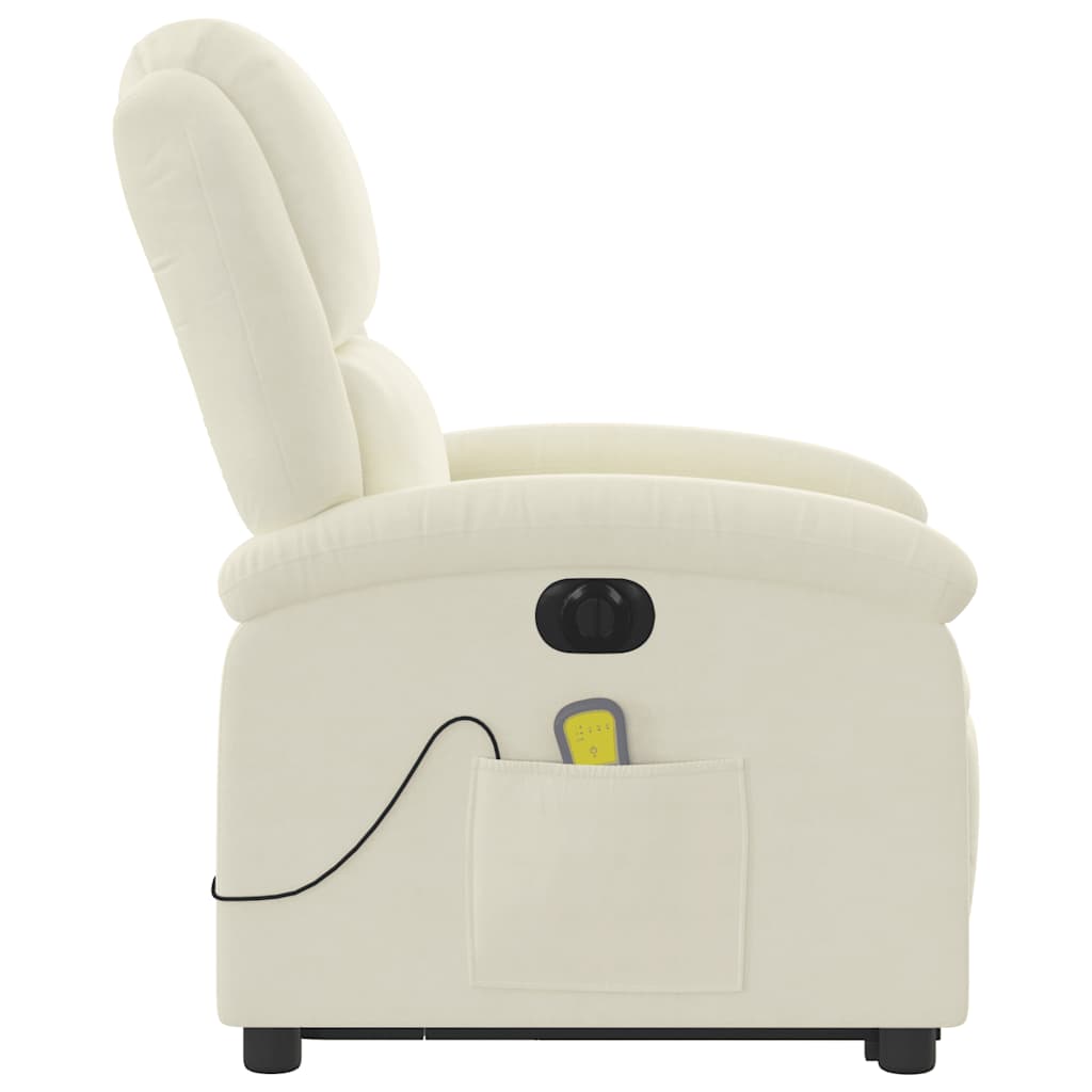 Fauteuil inclinable de massage électrique crème velours - XIOS