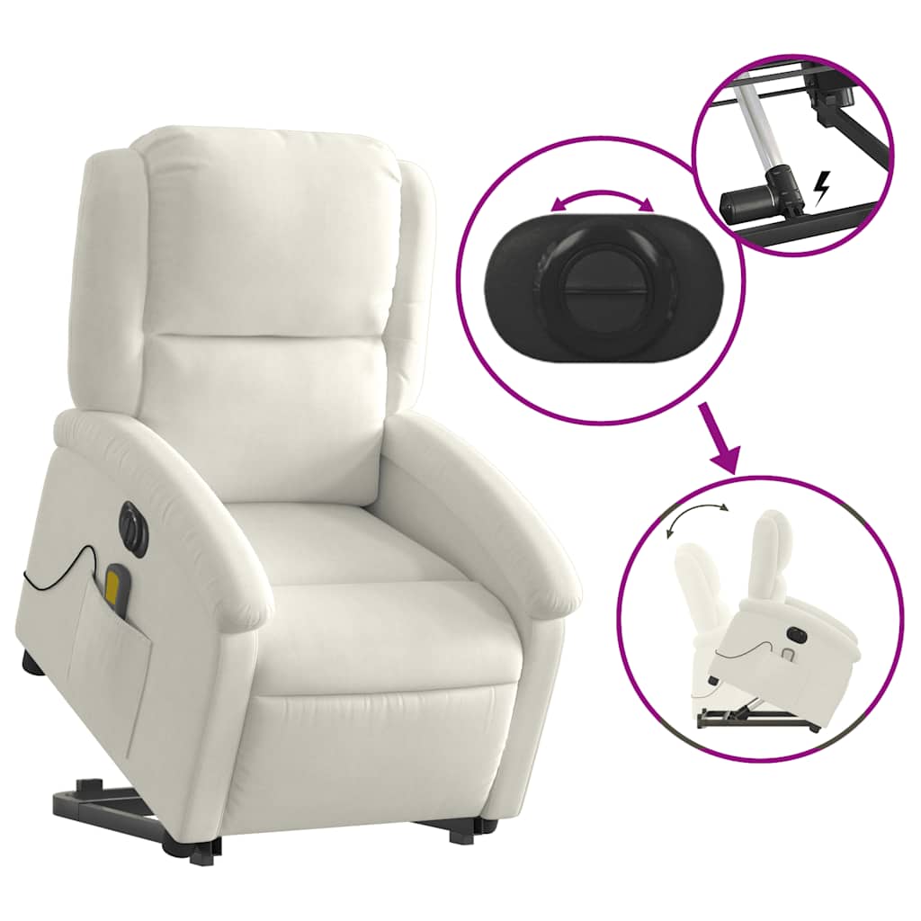 Fauteuil inclinable de massage électrique crème velours - XIOS
