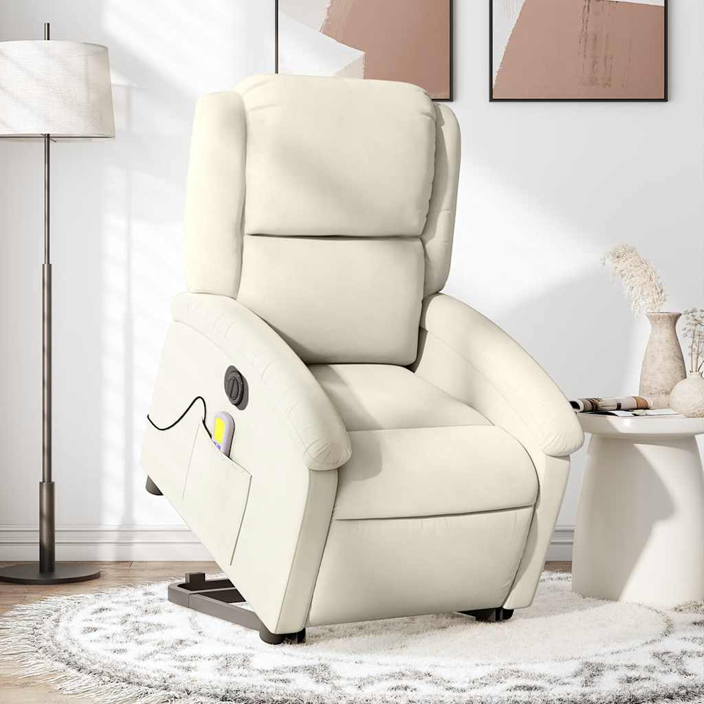 Fauteuil inclinable de massage électrique crème velours - XIOS