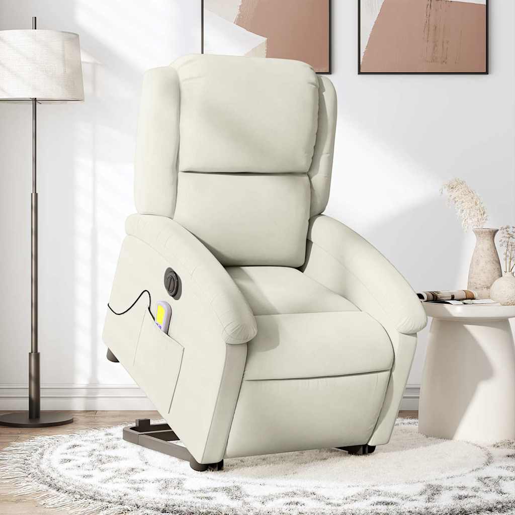 Fauteuil inclinable de massage électrique crème velours - XIOS
