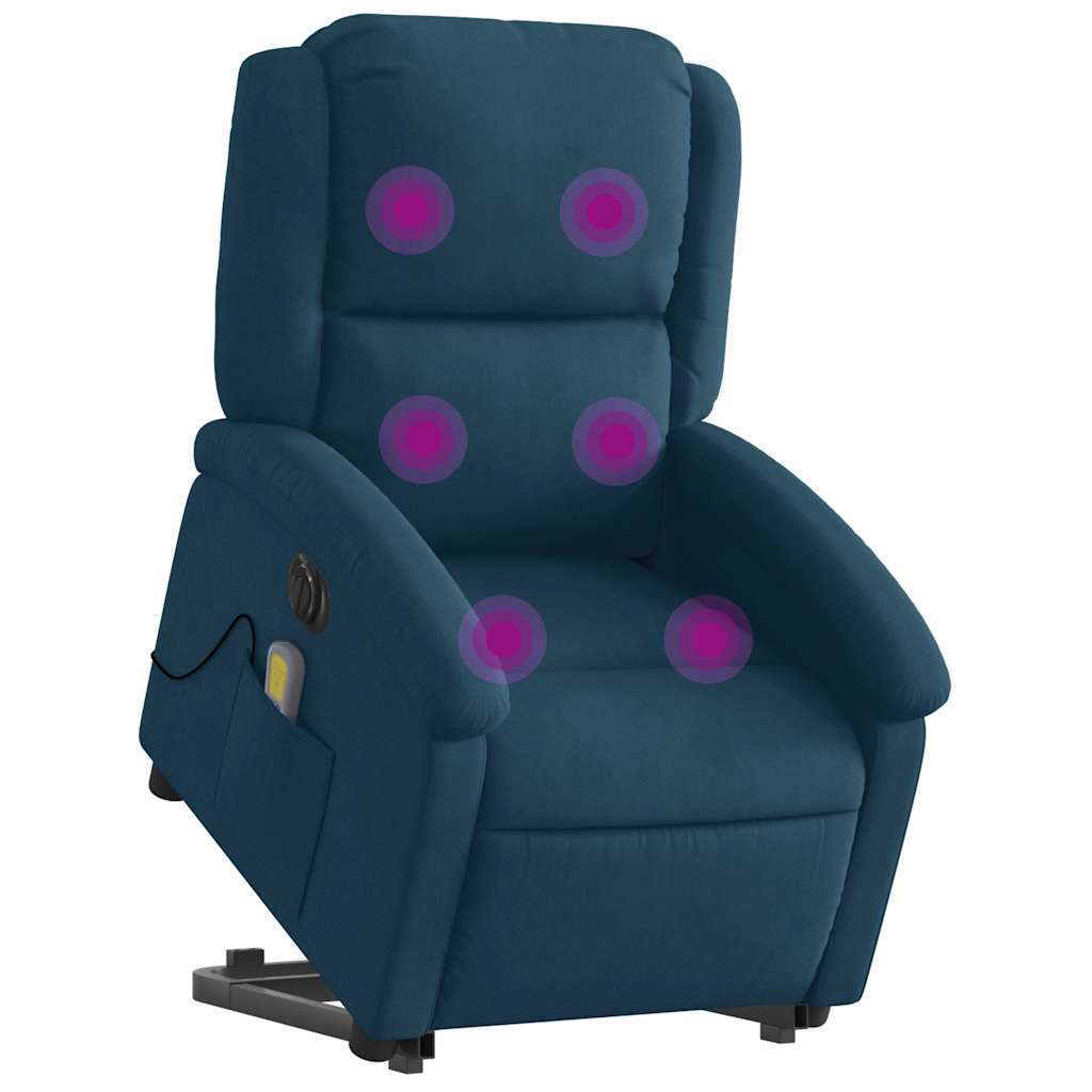 Fauteuil inclinable de massage électrique bleu velours - XIOS