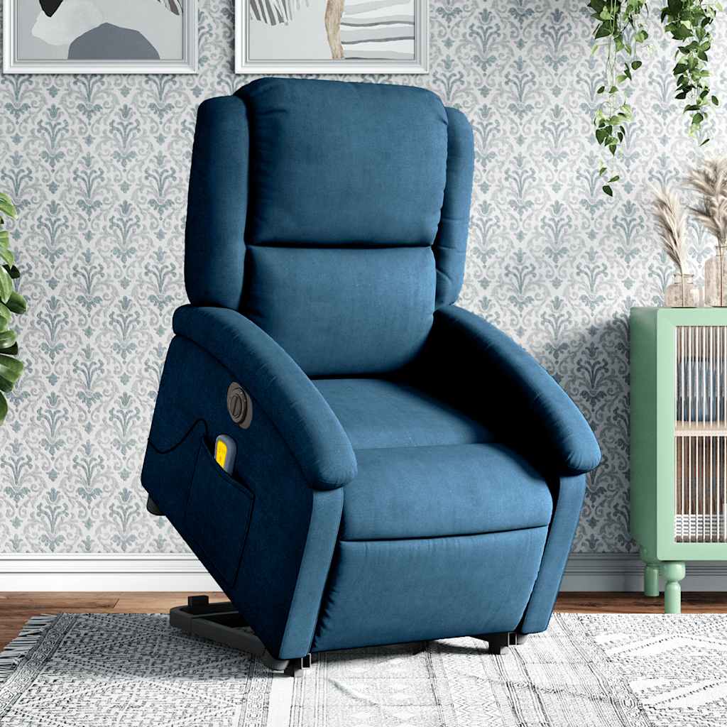 Fauteuil inclinable de massage électrique bleu velours - XIOS