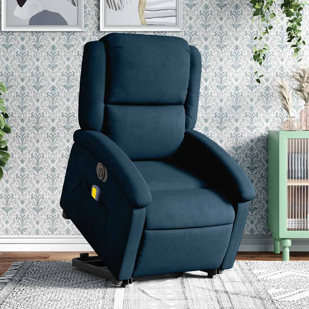 Fauteuil inclinable de massage électrique bleu velours - XIOS