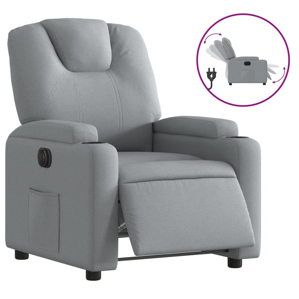 Fauteuil inclinable électrique Gris clair Tissu - XIOS