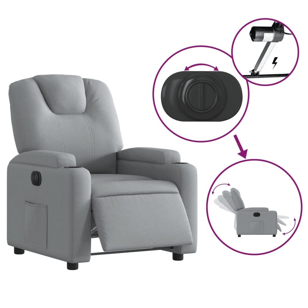 Fauteuil inclinable électrique Gris clair Tissu - XIOS