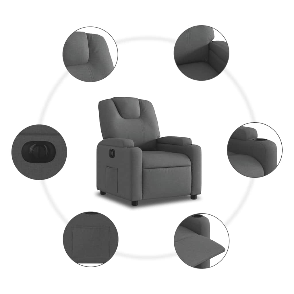 Fauteuil inclinable électrique Gris foncé Tissu - XIOS
