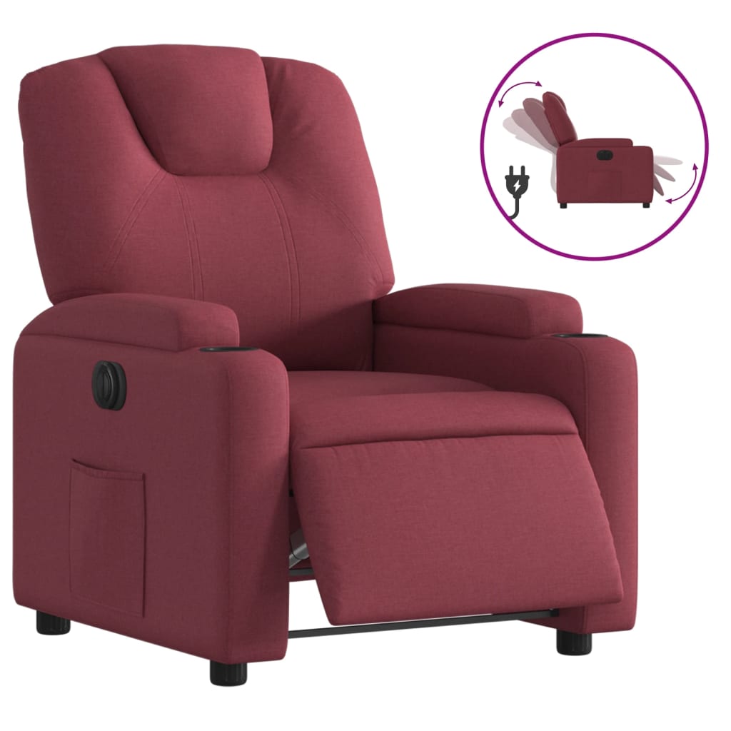 Fauteuil inclinable électrique Rouge bordeaux Tissu - XIOS