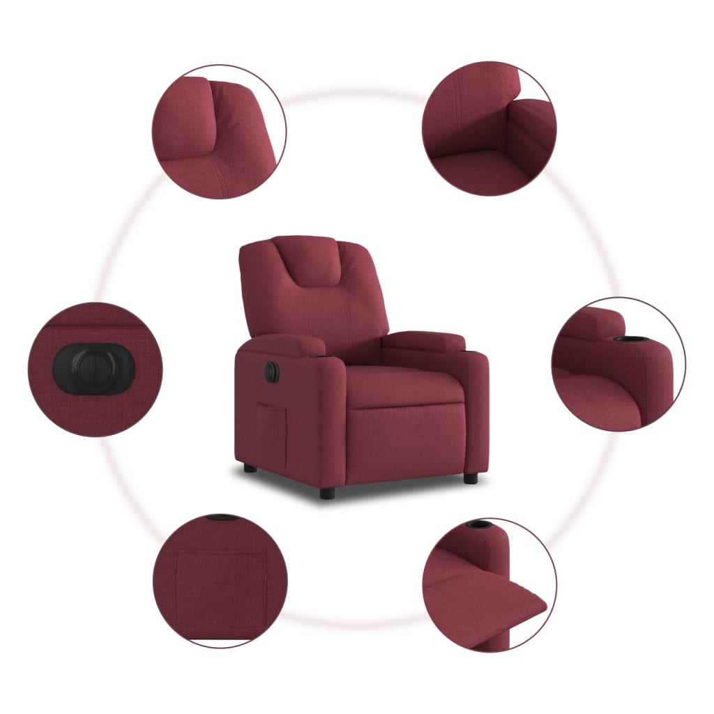 Fauteuil inclinable électrique Rouge bordeaux Tissu - XIOS