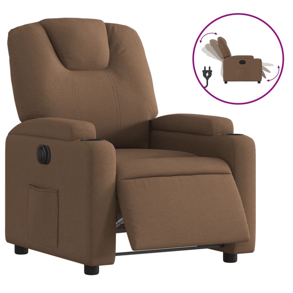 Fauteuil inclinable électrique Marron Tissu - XIOS