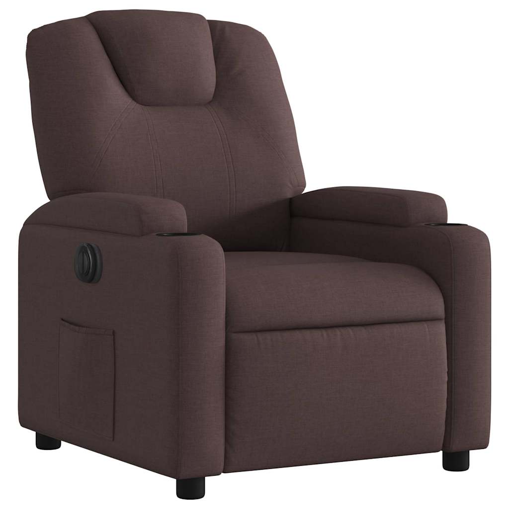Fauteuil inclinable électrique Marron foncé Tissu