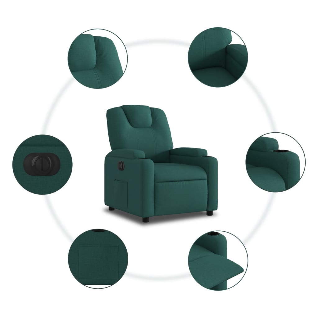 Fauteuil inclinable électrique Vert foncé Tissu - XIOS