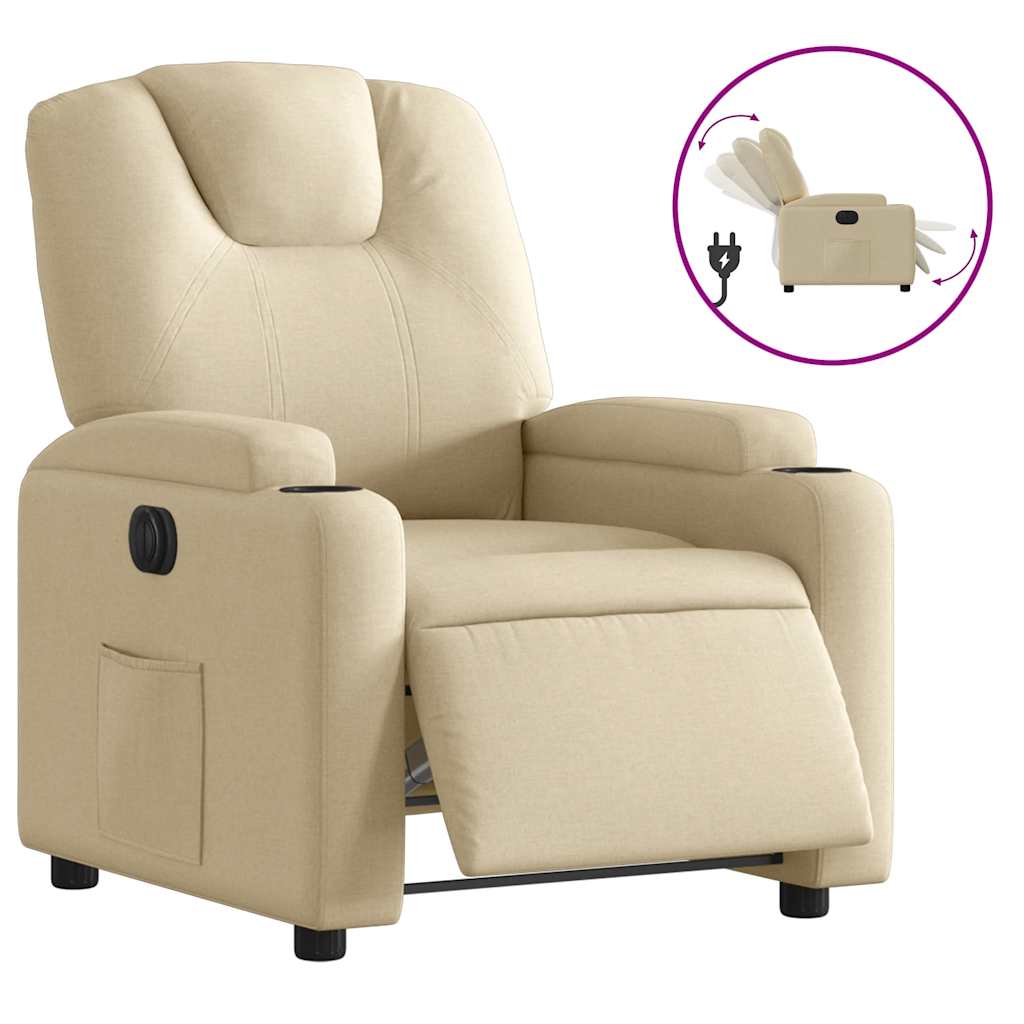 Fauteuil inclinable électrique Crème Tissu - XIOS