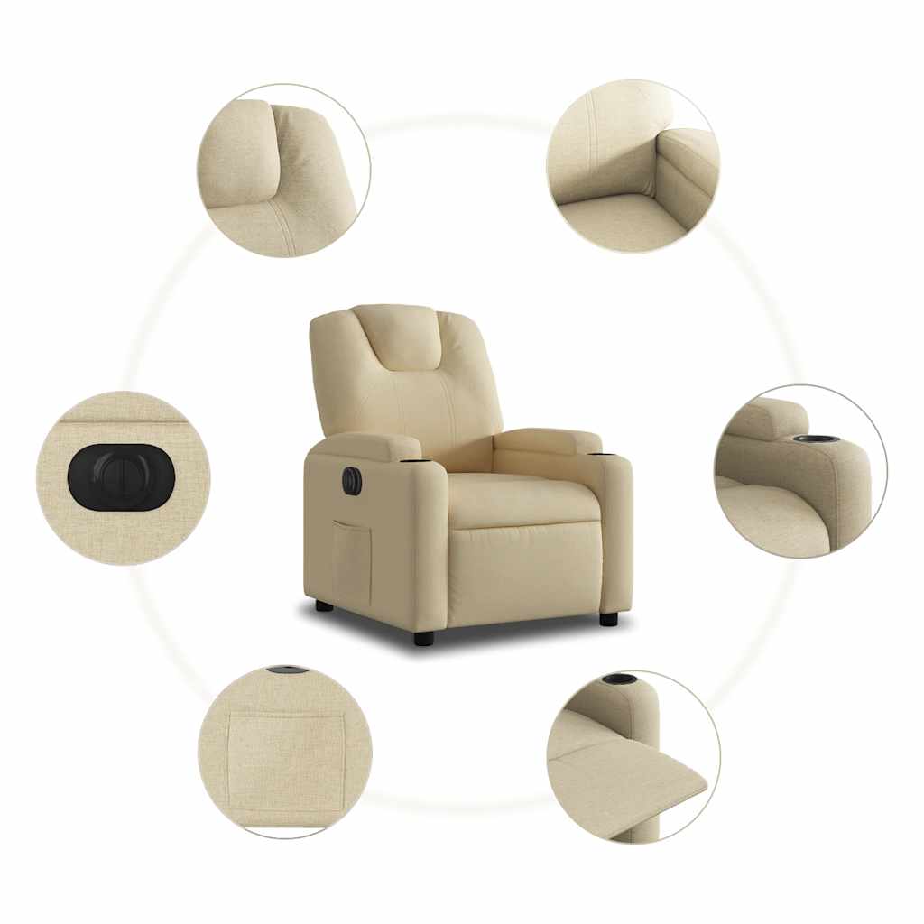 Fauteuil inclinable électrique Crème Tissu - XIOS