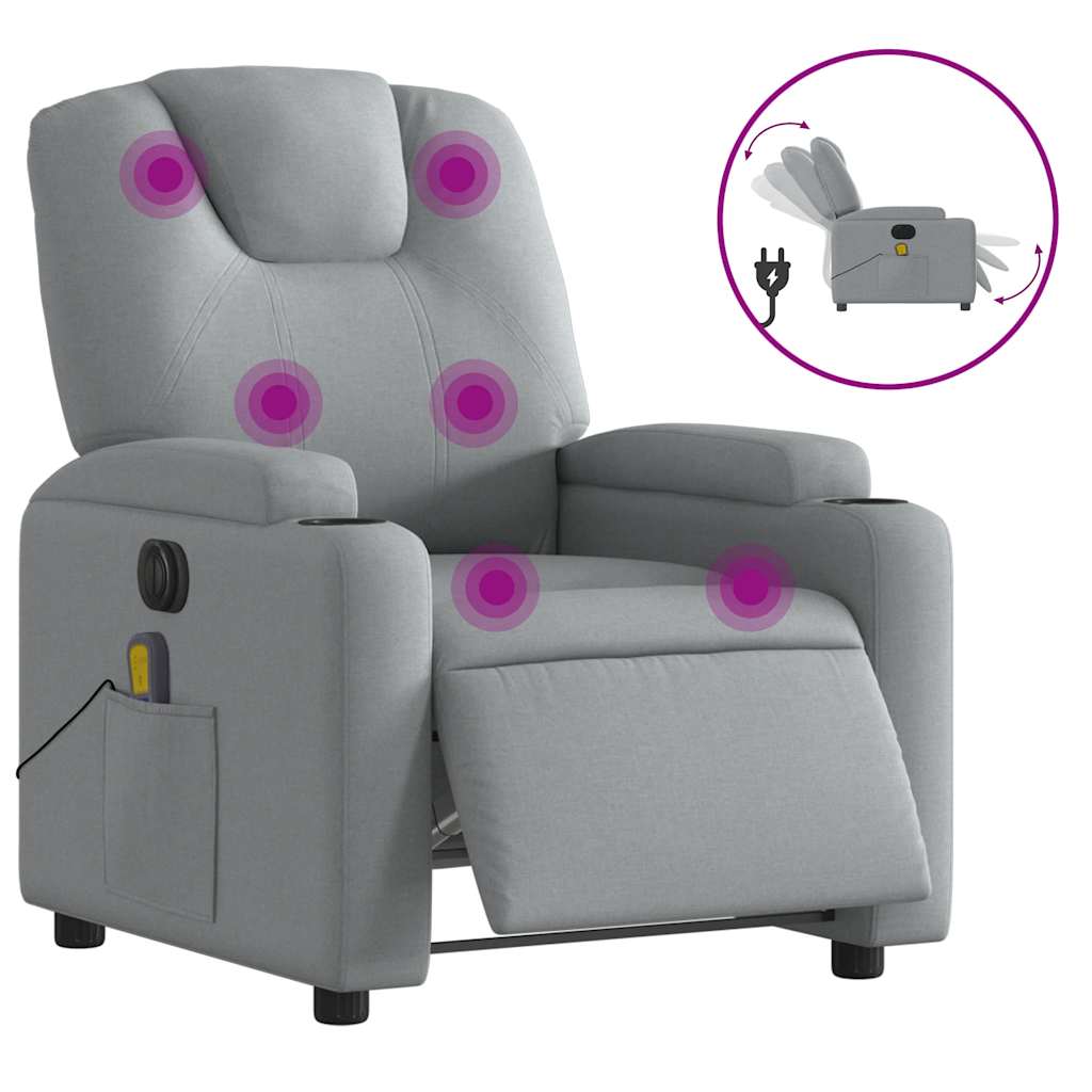 Fauteuil de massage inclinable électrique gris clair tissu - XIOS