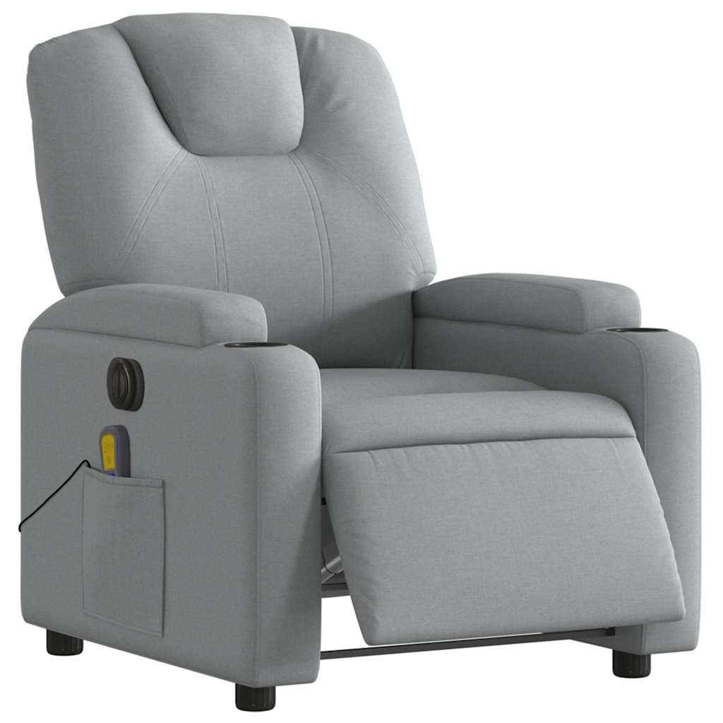Fauteuil de massage inclinable électrique gris clair tissu - XIOS