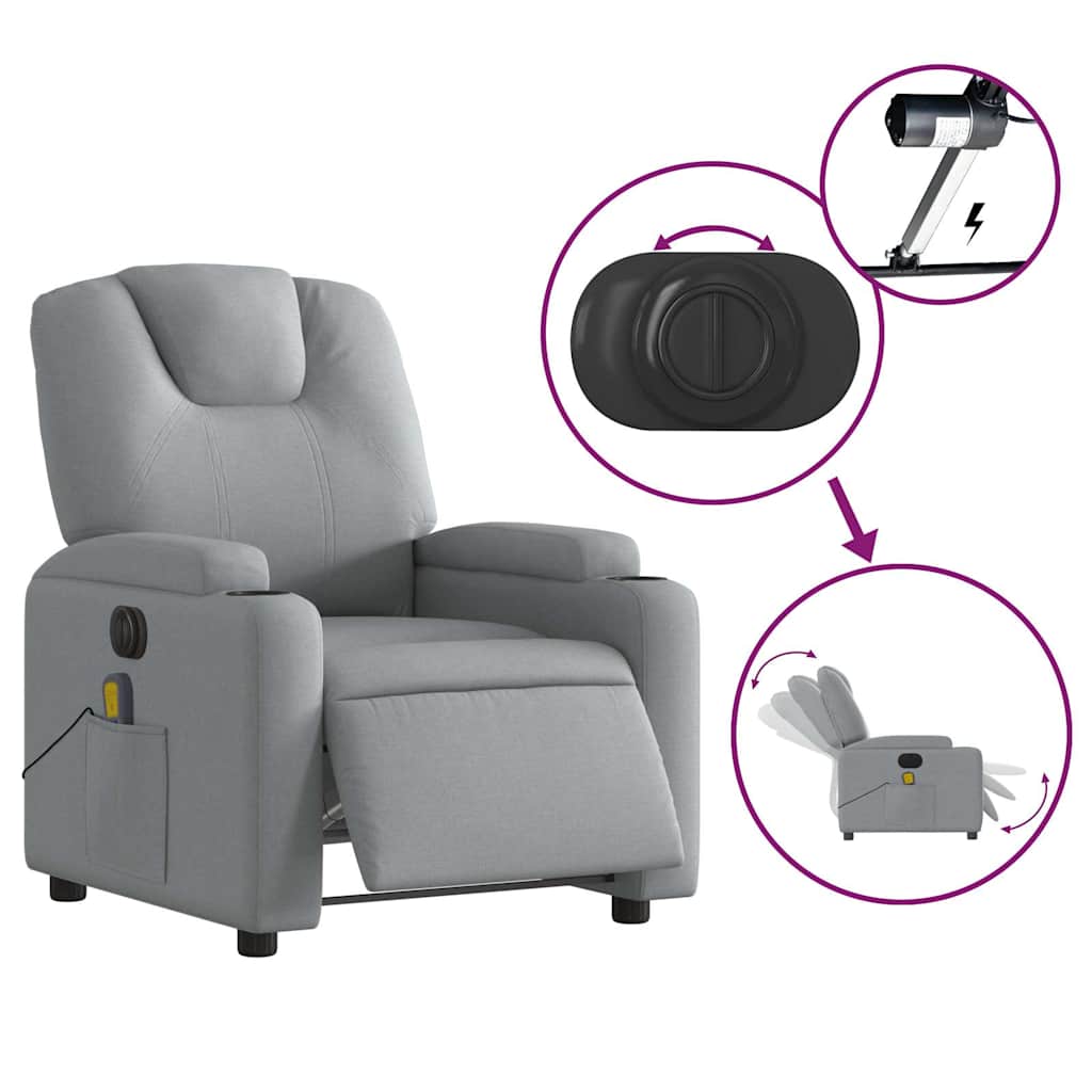 Fauteuil de massage inclinable électrique gris clair tissu - XIOS