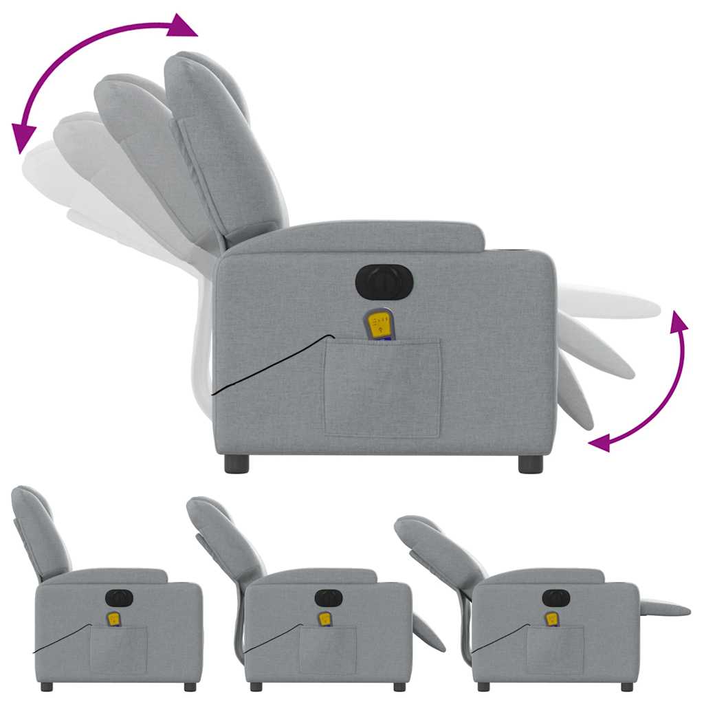 Fauteuil de massage inclinable électrique gris clair tissu - XIOS