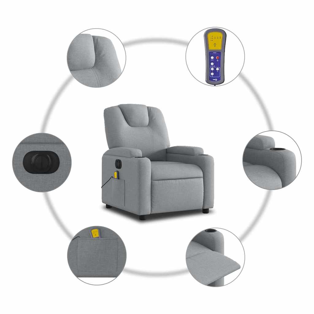 Fauteuil de massage inclinable électrique gris clair tissu - XIOS