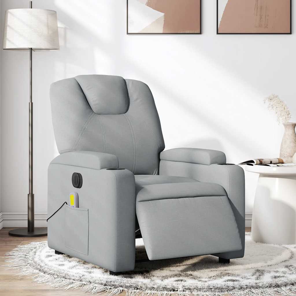 Fauteuil de massage inclinable électrique gris clair tissu - XIOS