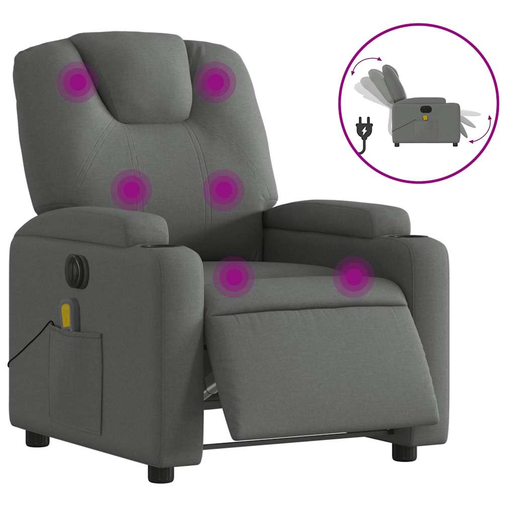 Fauteuil inclinable de massage électrique gris foncé tissu - XIOS