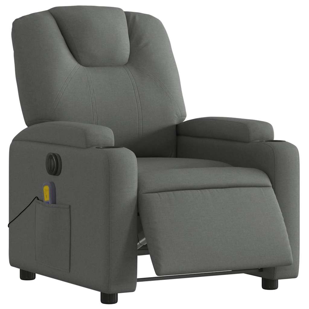 Fauteuil inclinable de massage électrique gris foncé tissu - XIOS