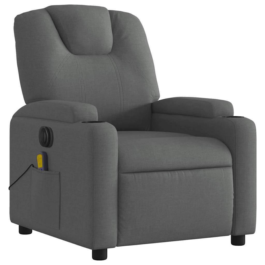 Fauteuil inclinable de massage électrique gris foncé tissu - XIOS