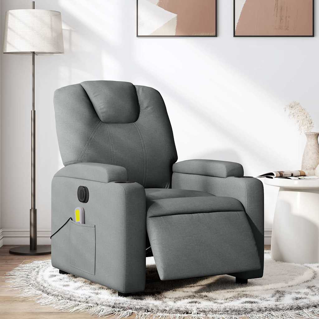 Fauteuil inclinable de massage électrique gris foncé tissu - XIOS