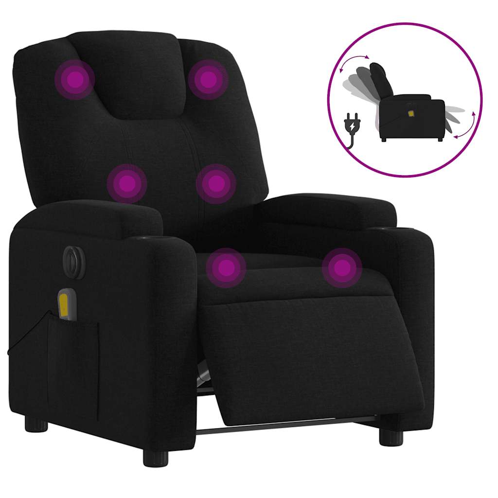 Fauteuil de massage inclinable électrique Noir Tissu - XIOS