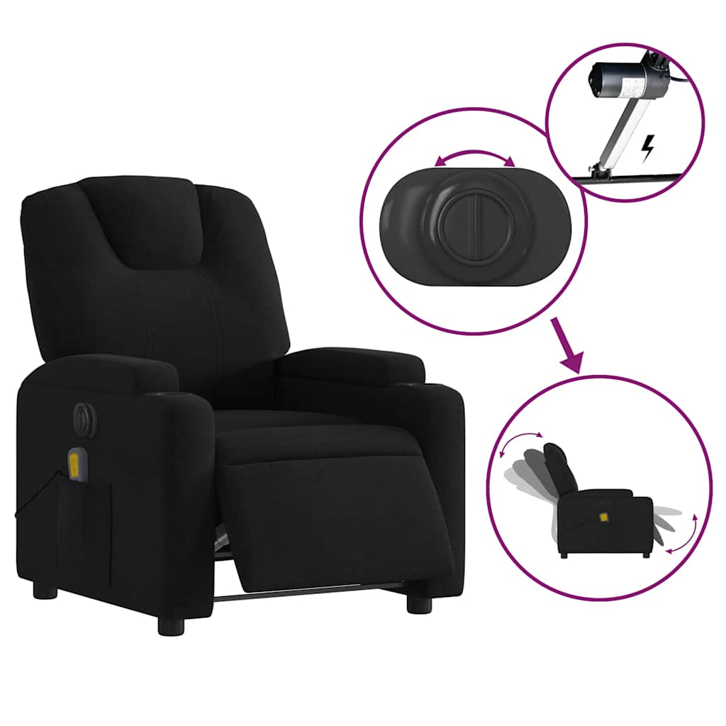 Fauteuil de massage inclinable électrique Noir Tissu - XIOS