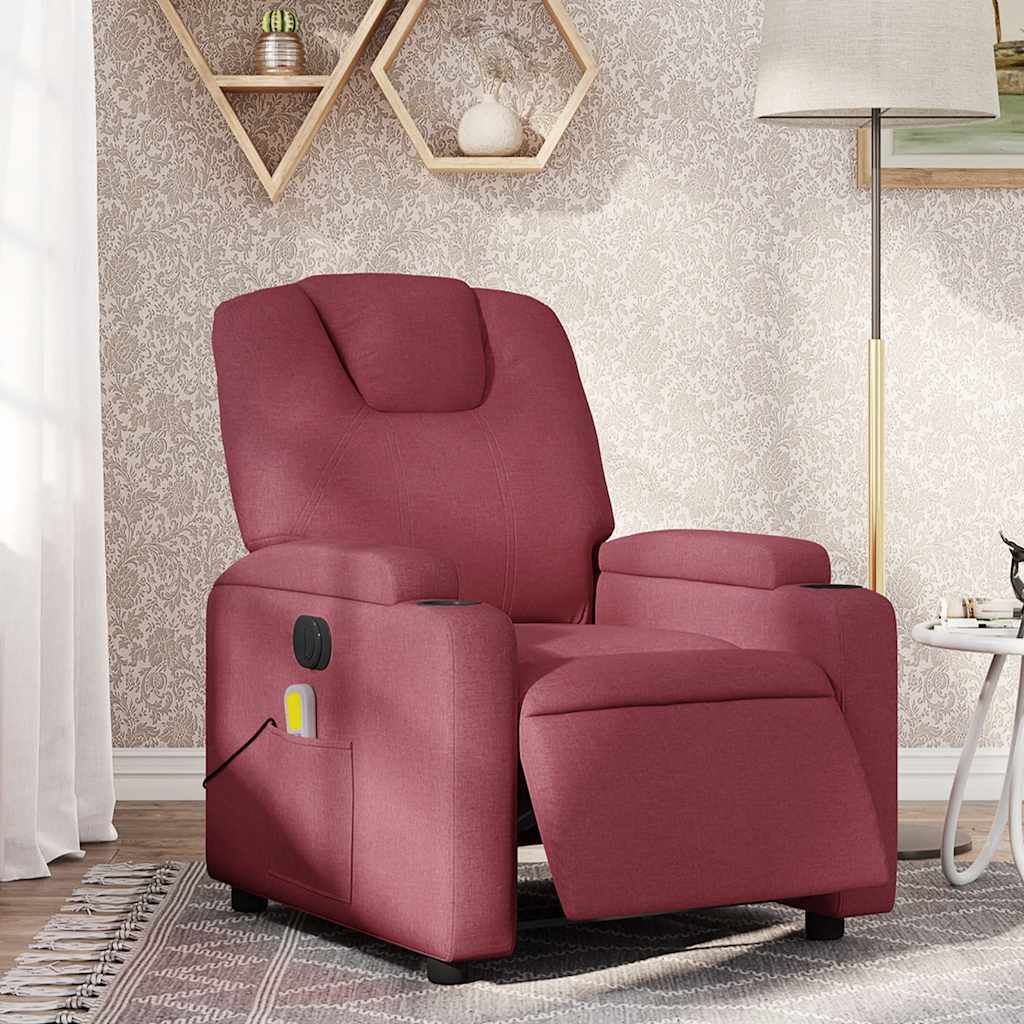 Fauteuil de massage inclinable électrique Rouge bordeaux Tissu - XIOS