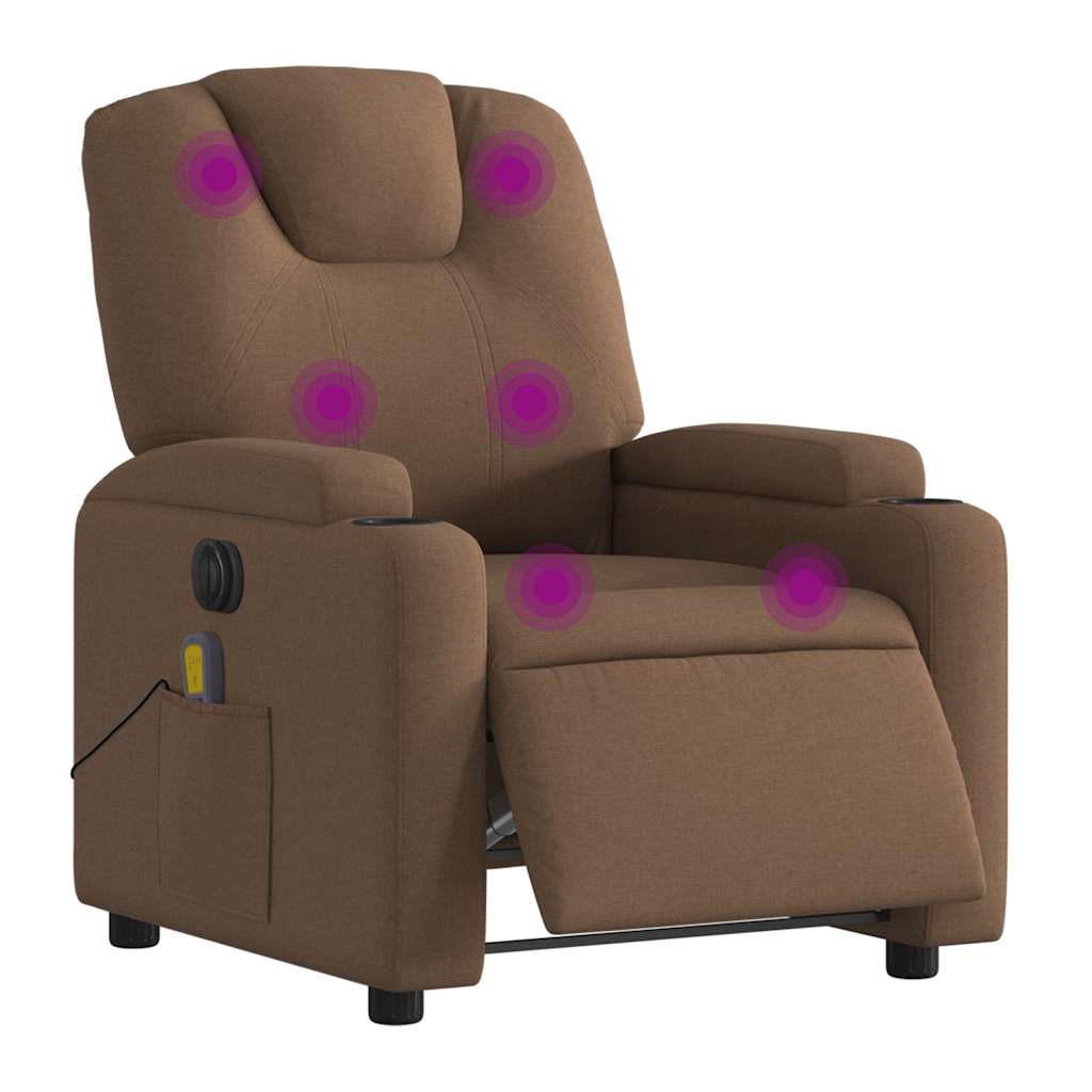 Fauteuil inclinable de massage électrique marron tissu - XIOS