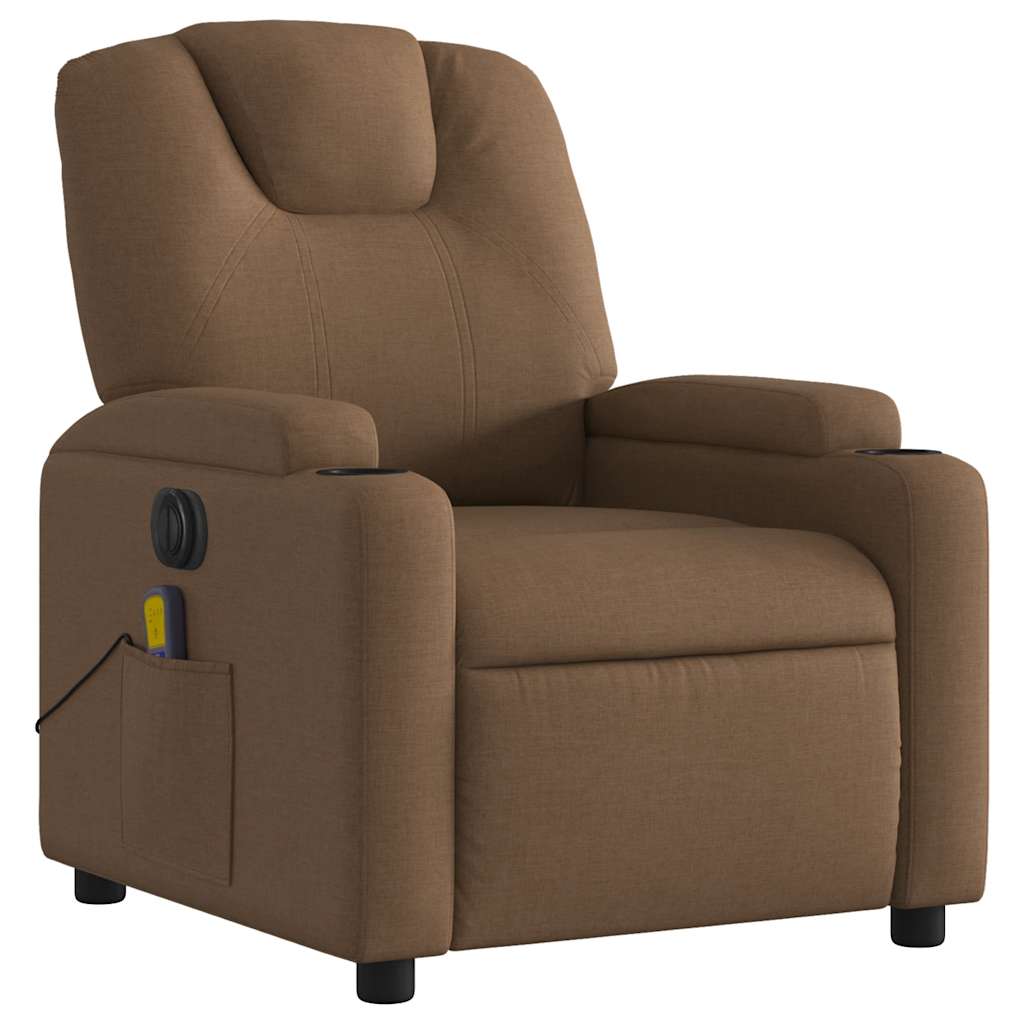 Fauteuil inclinable de massage électrique marron tissu - XIOS