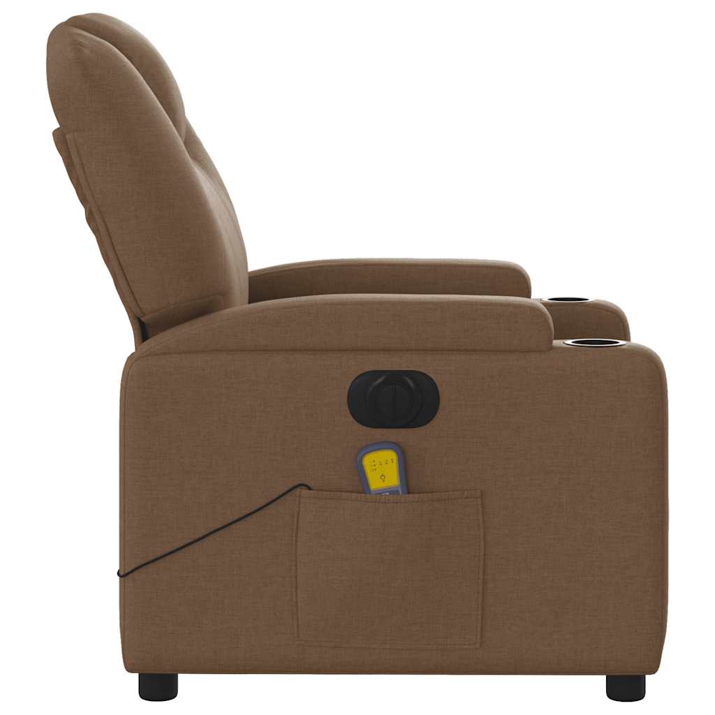 Fauteuil inclinable de massage électrique marron tissu - XIOS