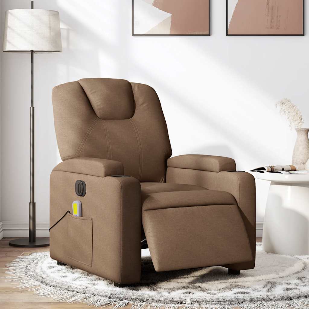 Fauteuil inclinable de massage électrique marron tissu - XIOS