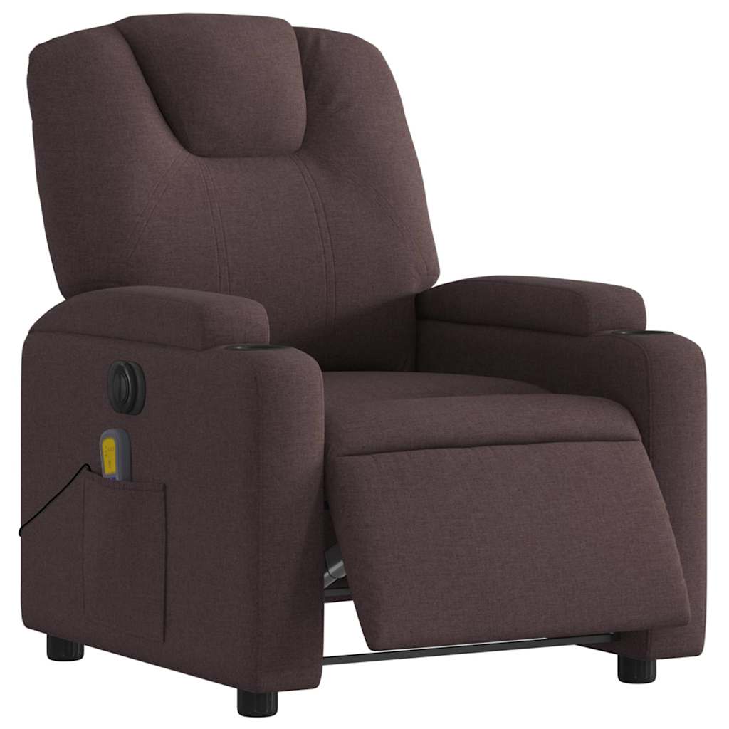 Fauteuil de massage inclinable électrique Marron foncé Tissu - XIOS