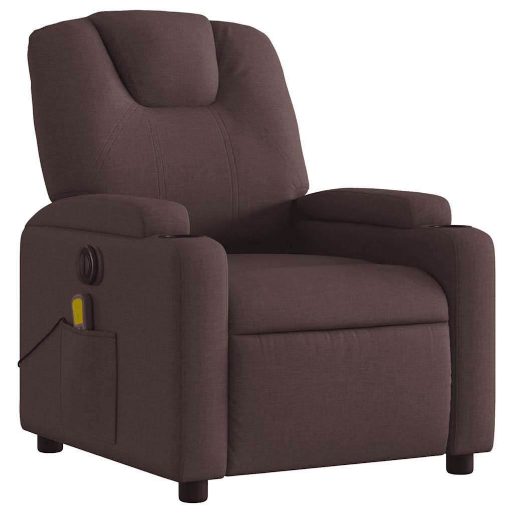 Fauteuil de massage inclinable électrique Marron foncé Tissu