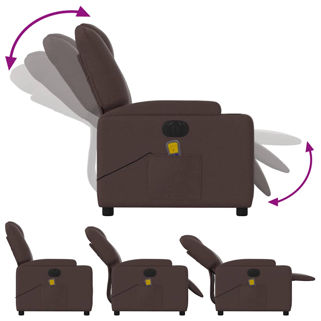 Fauteuil de massage inclinable électrique Marron foncé Tissu - XIOS