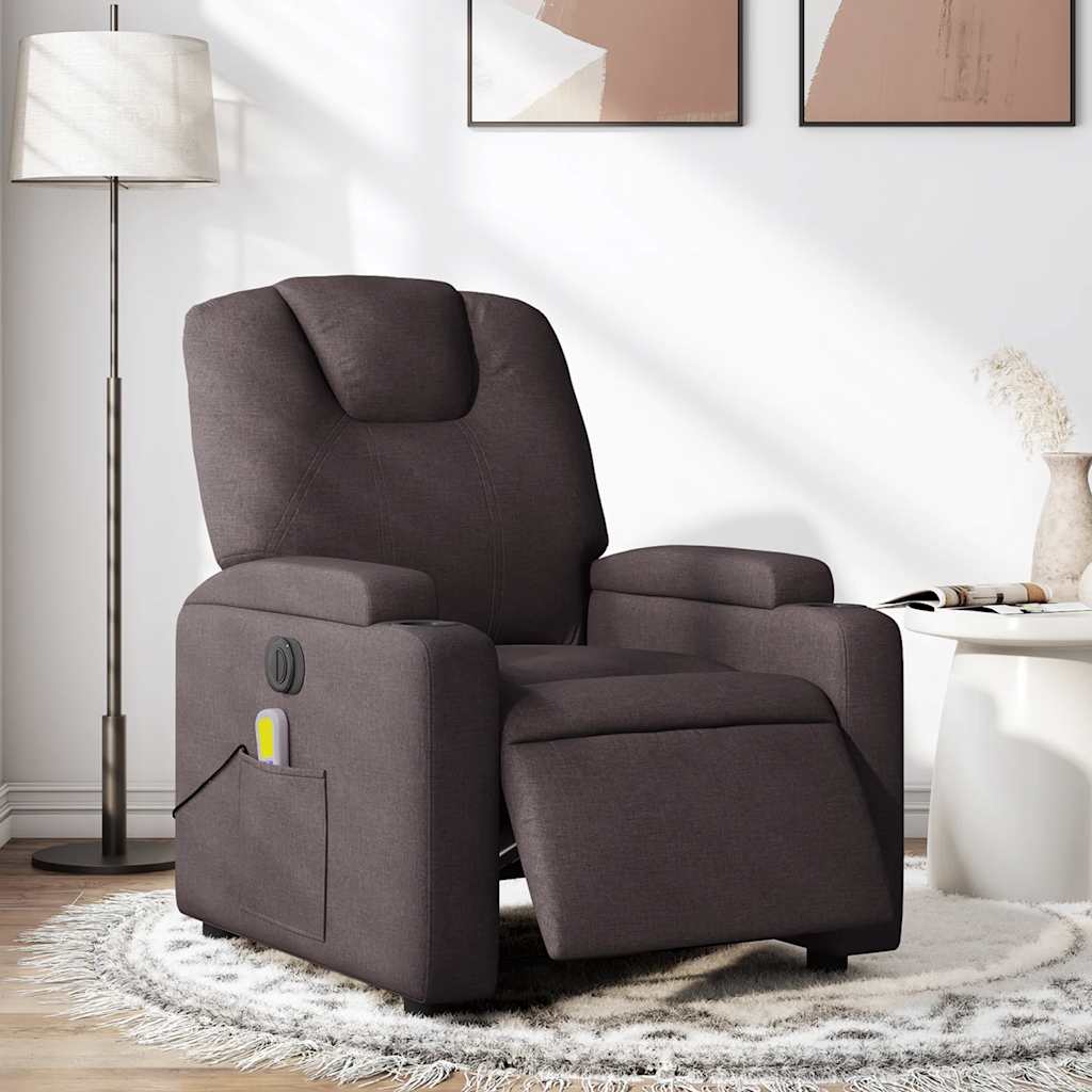 Fauteuil de massage inclinable électrique Marron foncé Tissu - XIOS