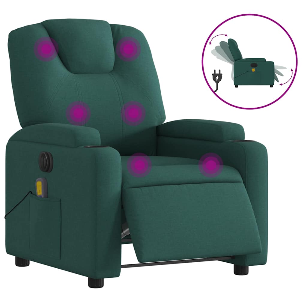 Fauteuil de massage inclinable électrique Vert foncé Tissu - XIOS